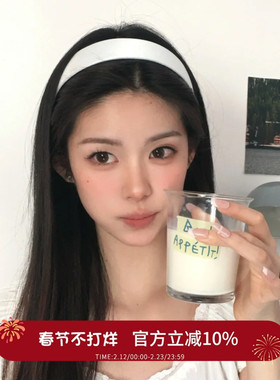 纯白海岛！白色宽边缎面发箍女款2025年新款超好看的头箍头饰发卡