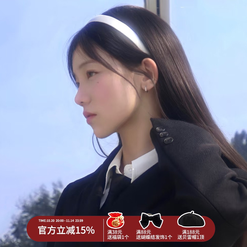 纯白~白月光白色发箍法式气质高级感缎面细头箍2025新款洗脸发卡