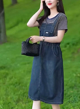 休闲假两件牛仔女2025夏季新款洋气收腰显瘦时尚背带裙
