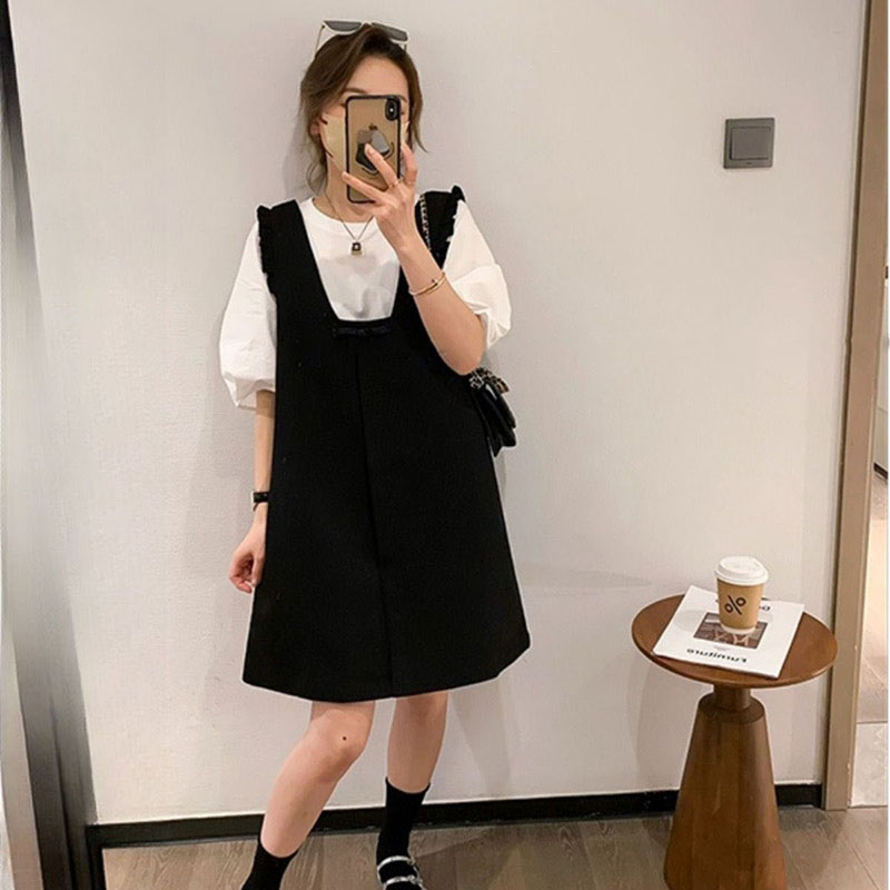 减龄时尚背带裙套装女欧洲站2024夏季新款韩版气质短袖T恤两件套