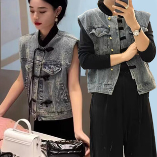 新中式牛仔马甲女款夏季2024早春秋季新款小个子外搭短款