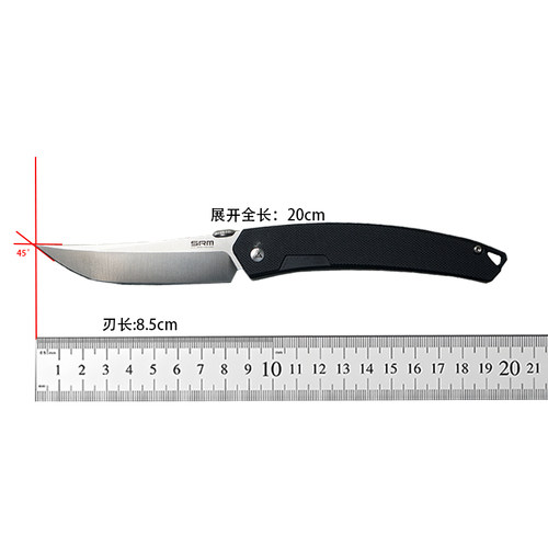 SRM 三刃木9211-GB 外贸版EDC折叠刀G10手柄露营推盘口袋水果刀