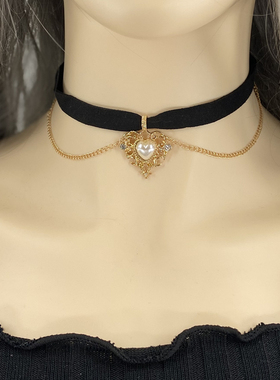 颈链女短款锁骨链脖子饰品项圈颈带性感黑色蕾丝网红流苏项链装饰