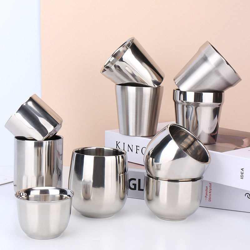 304不锈钢小水杯幼儿园儿童杯子双层防烫杯功夫茶杯小茶杯马克杯,餐饮具,随手杯,淘宝优惠券,粉丝福利购,淘宝优惠卷