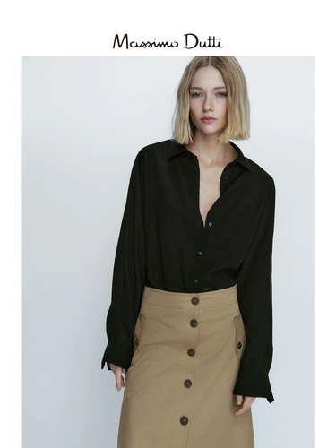 Massimo Dutti Весенняя дизайнерская комфортная юбка, длина миди, А-силуэт