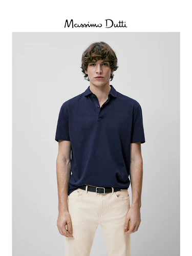 Massimo Dutti Мужской 2024 весна и летний новый продукт простая работа -в стиле хлопка с короткой рубашкой поло 00725275404