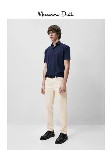 Massimo Dutti Мужской 2024 весна и летний новый продукт простая работа -в стиле хлопка с короткой рубашкой поло 00725275404