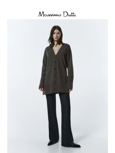 Massimo Dutti, весенний шерстяной трикотажный кардиган, свитер