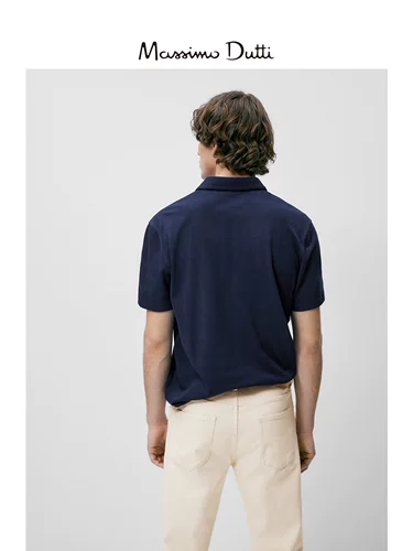 Massimo Dutti Мужской 2024 весна и летний новый продукт простая работа -в стиле хлопка с короткой рубашкой поло 00725275404