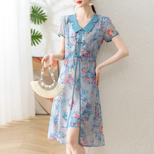 中式 连衣裙2024新款 中老年女士夏季 国风薄款 裙子高级减龄 妈妈夏装