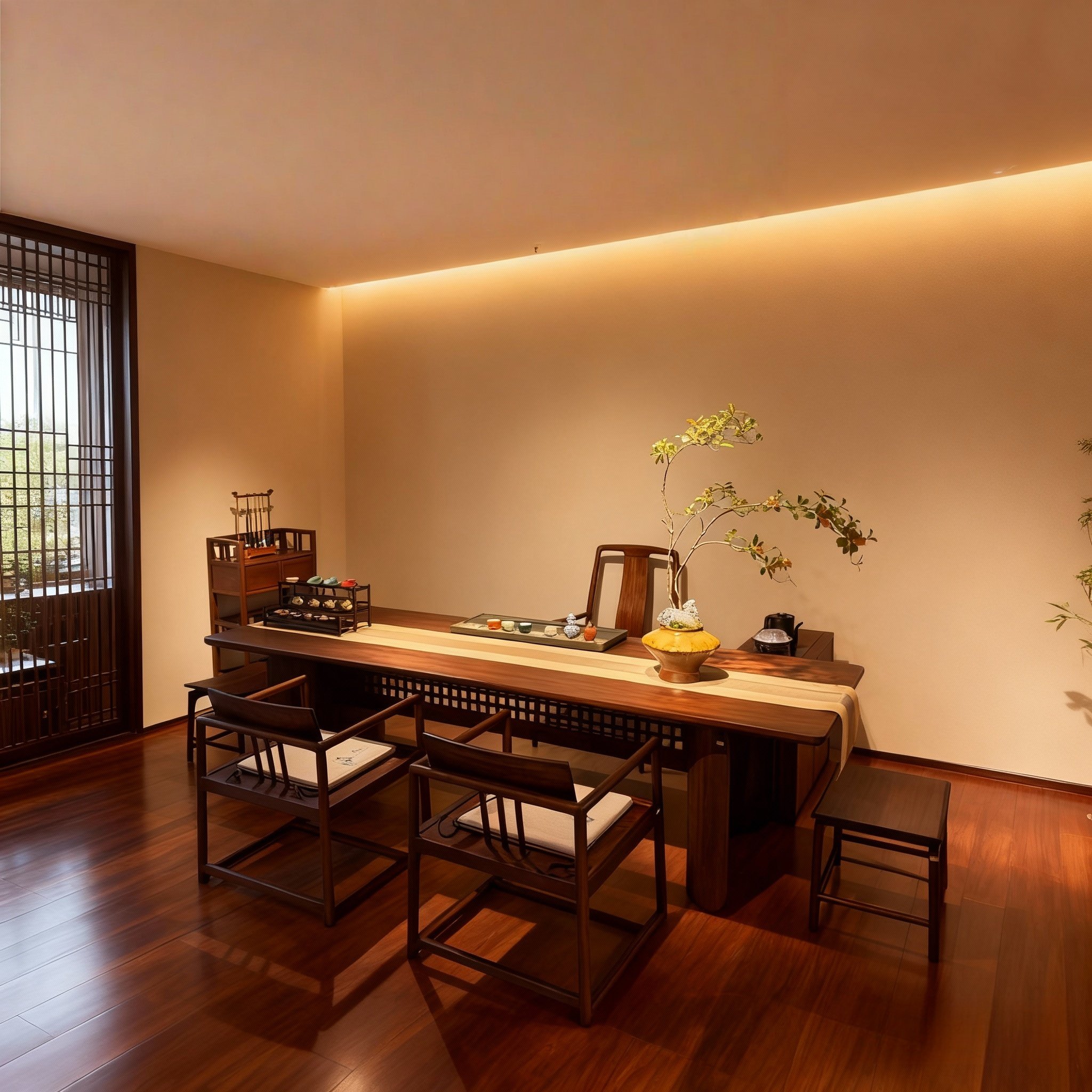 宋式美学新中茶桌高端黑胡