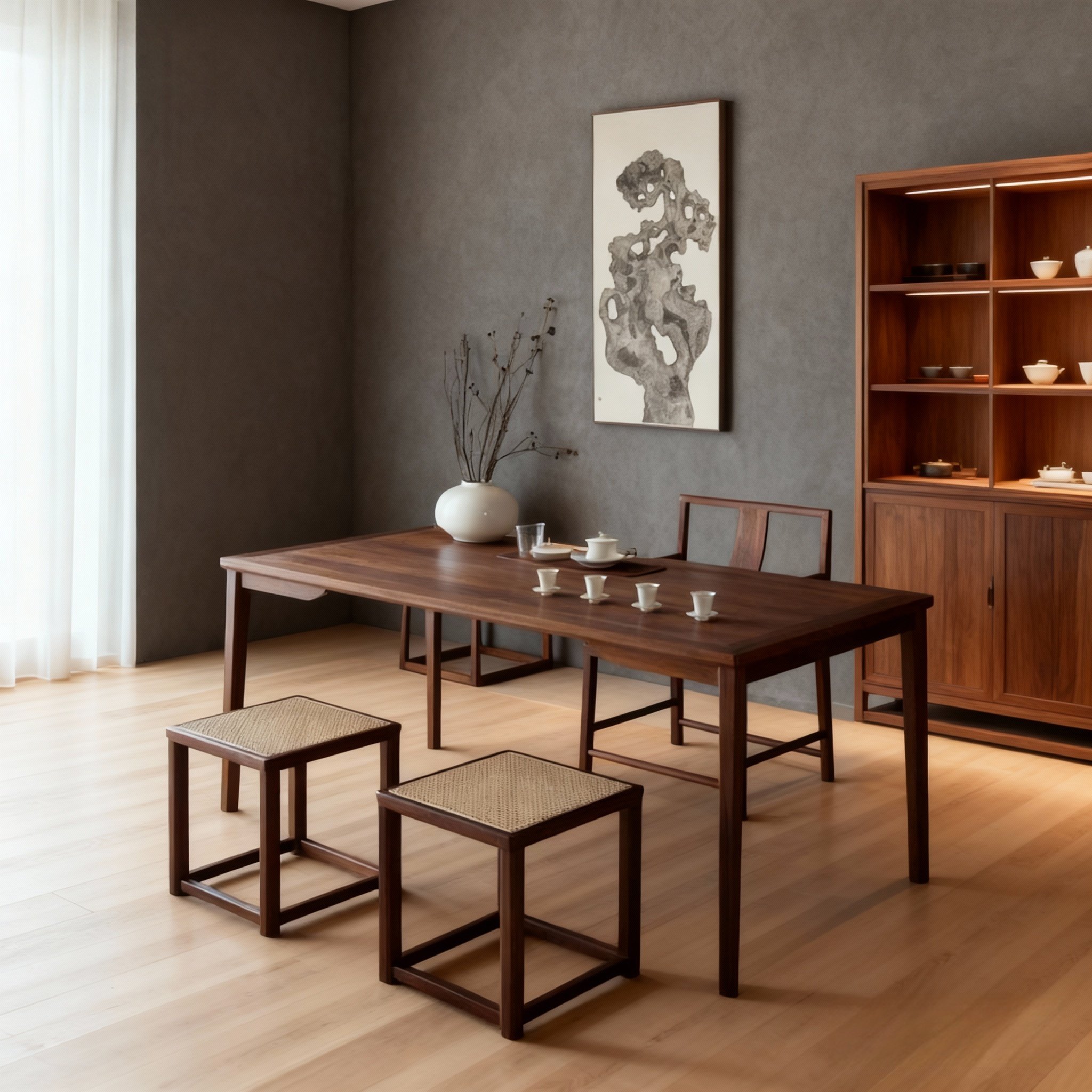 新中式实木茶桌椅组合简约