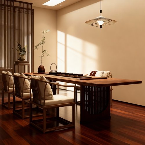 新中式简约茶桌椅组合白蜡