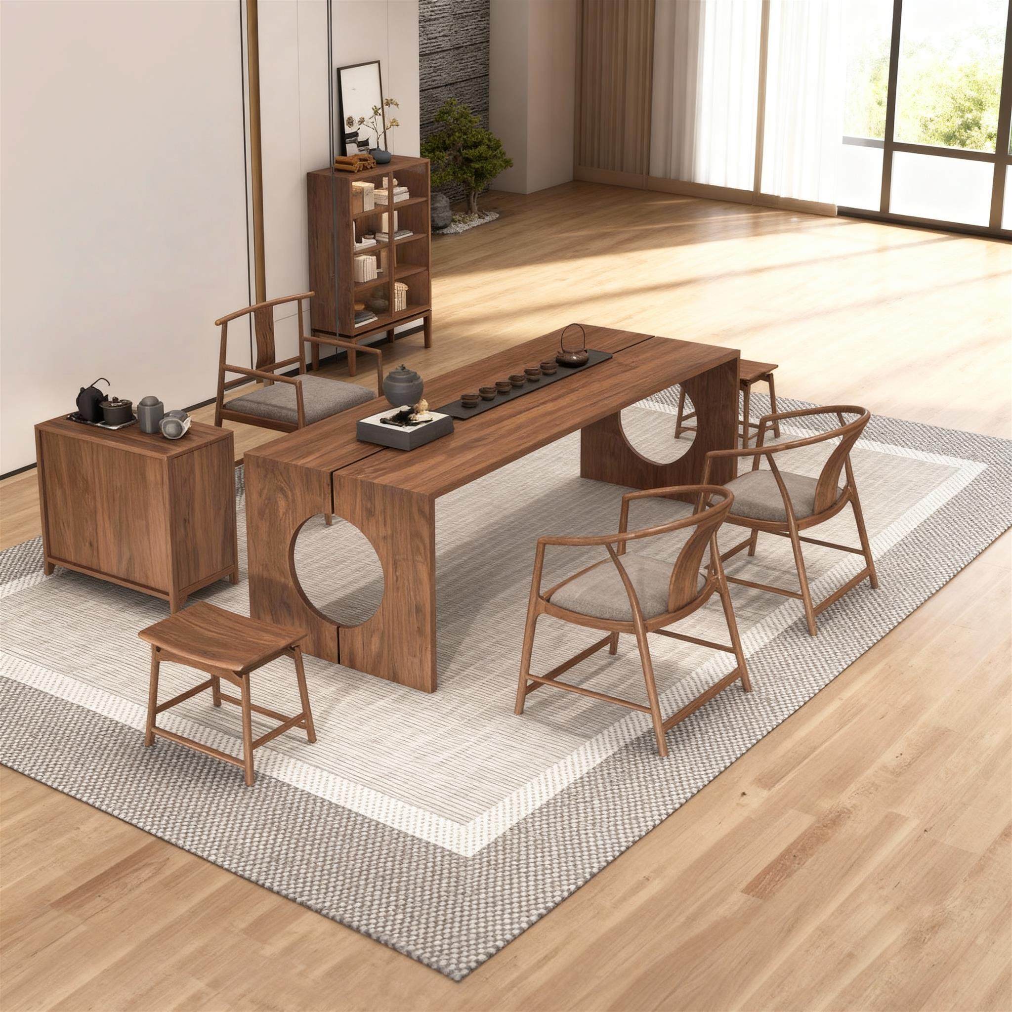 新中式茶桌椅组合禅意室黑