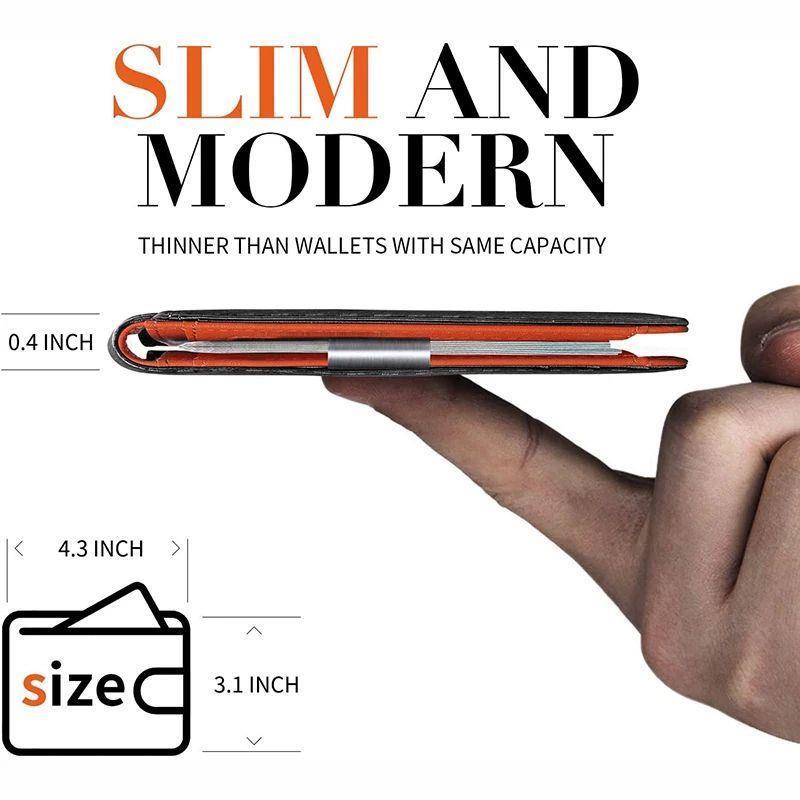 Slim Wallet for Men-Leather Money Clip Mens Wallets-RFID
