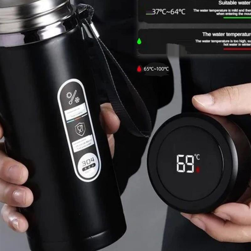 500ML-1Liter Stainless Steel Thermos Bottle with LED Tempera