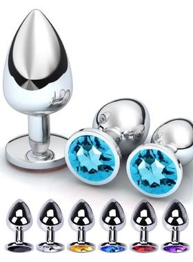 pc  Size Anal Plug Round Stainless Steel Crystal Buttplug