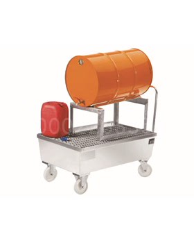 移动型钢制盛漏托盘 黄色 200L 横置含桶架120×80×111cm量大优