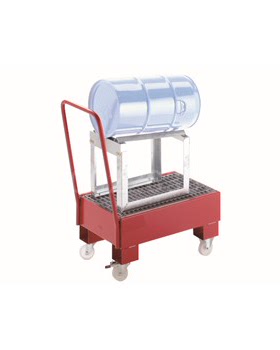 移动型钢制盛漏托盘 红色 60L 横置含桶架 80×50×108cm