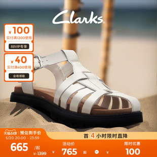 潮流猪笼鞋 Clarks其乐女鞋 女时尚 凉鞋 包头透气黑色罗马凉鞋