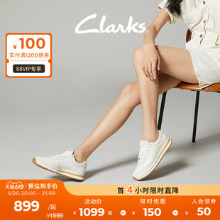 休闲运动舒适德训鞋 Clarks其乐女鞋 款 艺动系列2024春季 复古小白鞋