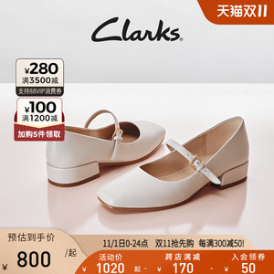 Clarks其乐赛伦女鞋单鞋2023秋季玛丽珍女鞋非正式学院风方跟皮鞋