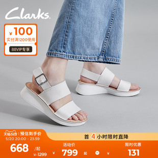 女 一字带坡跟厚底沙滩凉鞋 柔软舒适凉鞋 Clarks其乐微尔希系列女鞋