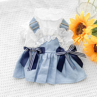 狗狗衣服宠物猫咪春秋款 牛仔公主裙泰迪博美比熊贵宾小狗幼犬裙子