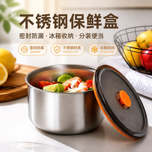 不锈钢保鲜盒家用冰箱收纳盒
