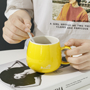 陶瓷杯子带盖勺个性 新款 潮流创意喝水杯家用男女茶杯咖啡杯马克杯
