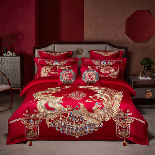 100支龙凤刺绣婚庆四件套