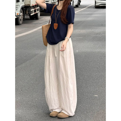 天丝垂感彷亚麻裤子女夏