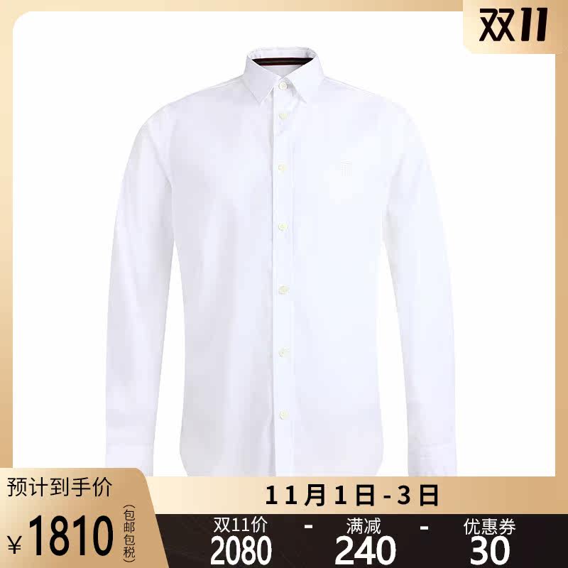 正品BURBERRY/巴宝莉男士长袖衬衫纯棉弹力翻领上衣休闲衬衣SS