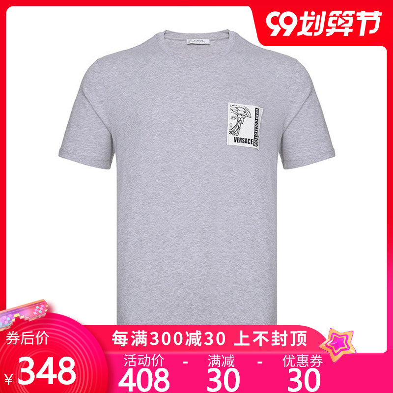 正品Versace Collection/范思哲新款美杜莎刺绣短袖男士短袖T恤