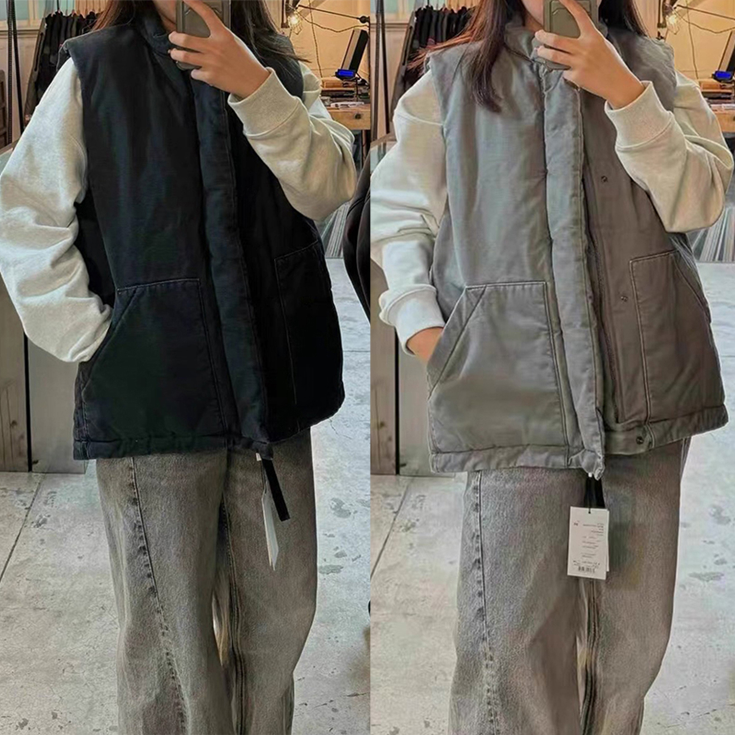 日系复古水洗马甲外套