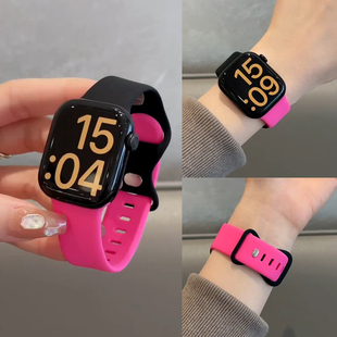 4男女s10款 可爱S9运动s8新se2腕带46MM创意ultra高6级49 适用苹果手表iwatchS11表带applewatch10硅胶s7