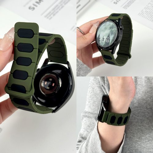 适用华为荣耀磁吸硅胶撞色表带