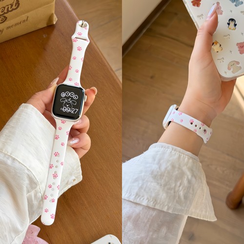 适用iwatch11手表表带女s11苹果S9运动applewatch9硅胶小蛮腰S10新款S8猫爪腕带S7高级感se3小众10夏series
