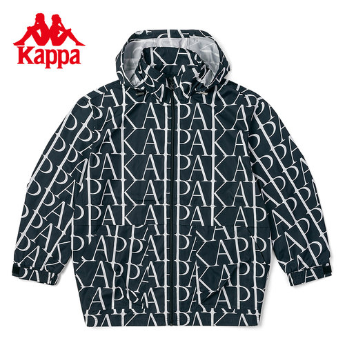 Kappa卡帕防风衣新款女秋满印夹克外套休闲连帽开衫K0C62FJ01