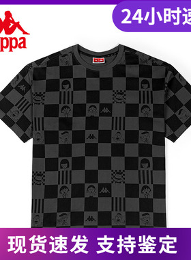 Kappa卡帕短袖男棋盘格运动T恤纯棉半袖K0C52TD82
