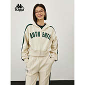 长袖 美式 外套K0D62MK02 收腹连帽开衫 Kappa卡帕运动卫衣女短款