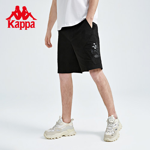 kappa卡帕足球系列夏男休闲梭织短裤印花篮球五分裤K0C32DY18D