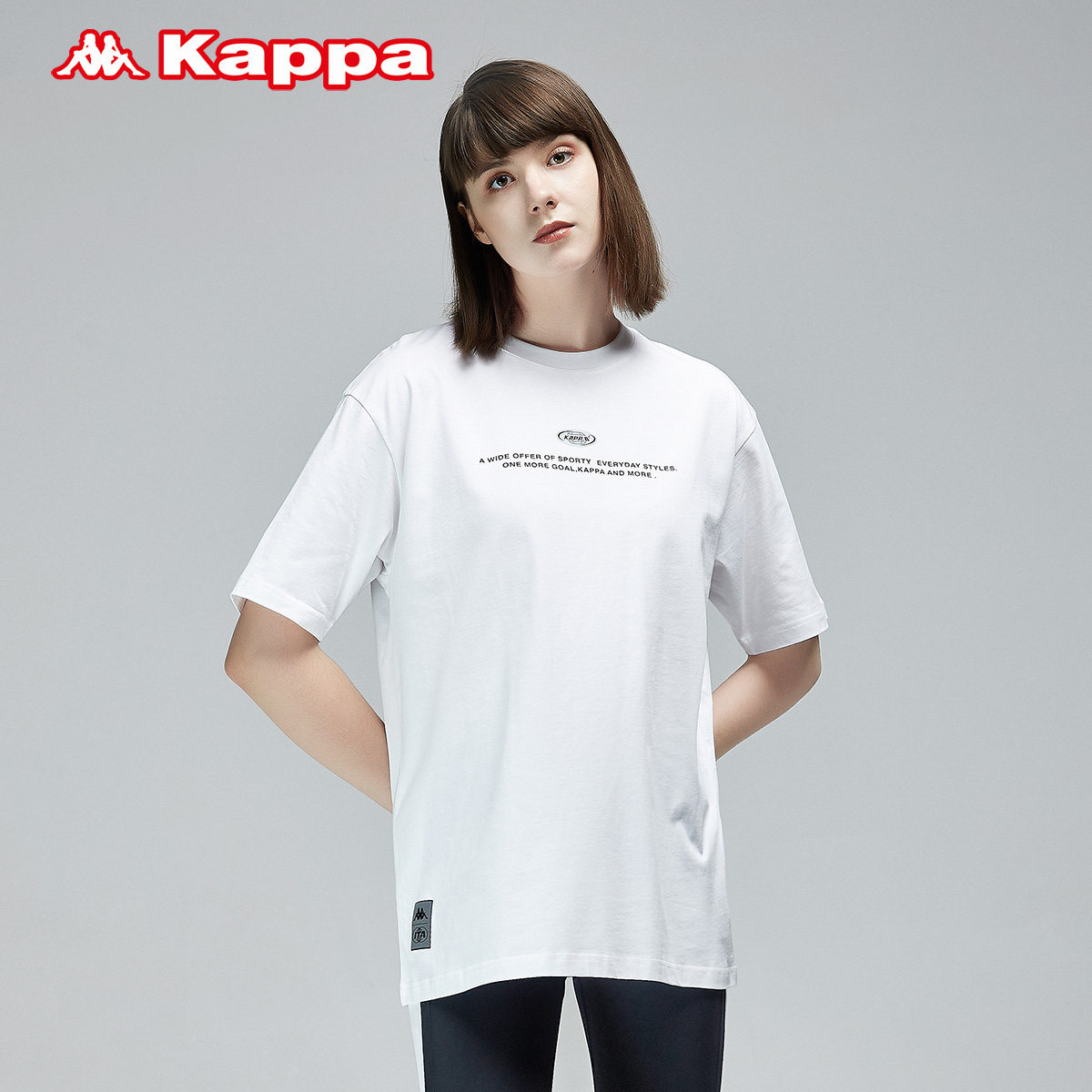 Kappa卡帕短袖情侣男女短袖休闲T恤夏圆领半袖K0BX2TD76D