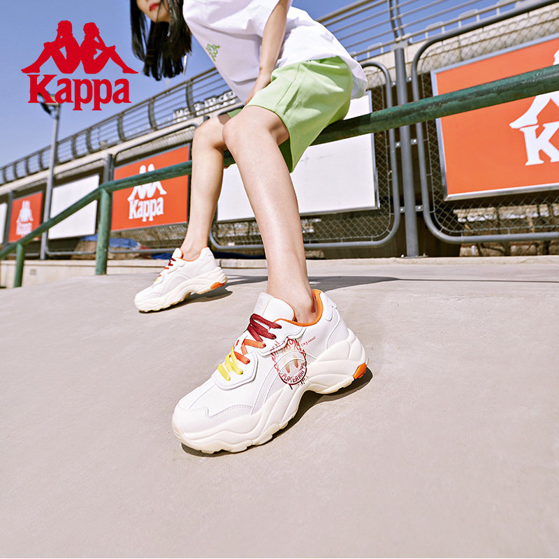 Kappa卡帕玩家嘻哈主题火焰笑脸复古跑鞋新情侣老爹鞋K0CX5MM70D