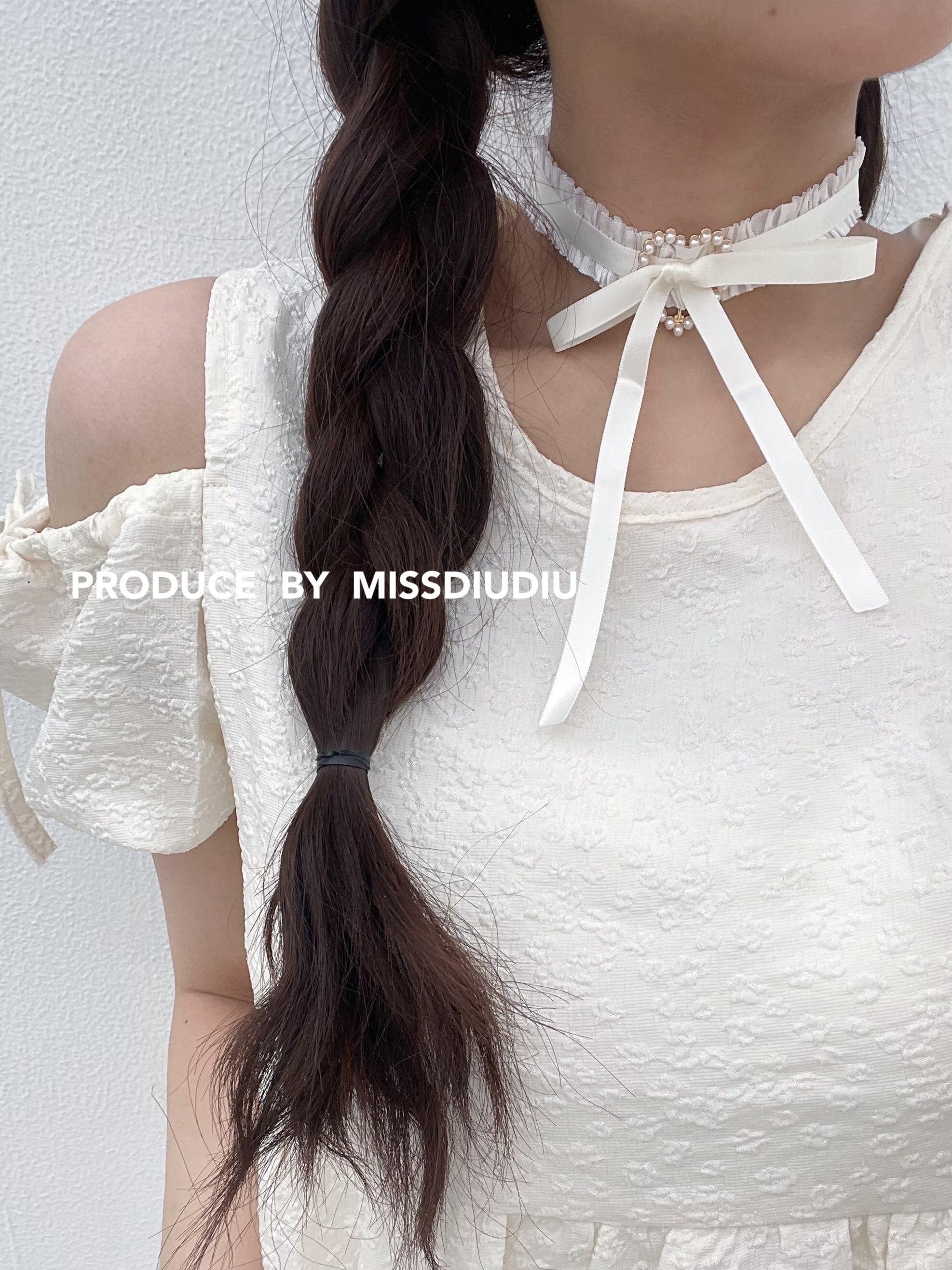 纯欲doll感 小众复古蝴蝶结珍珠爱心项圈锁骨链choke脖颈饰