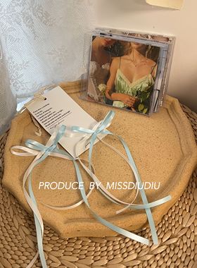 自制！蓝色/治愈系 balletcore芭蕾少女风白蓝色丝带蝴蝶结编发夹