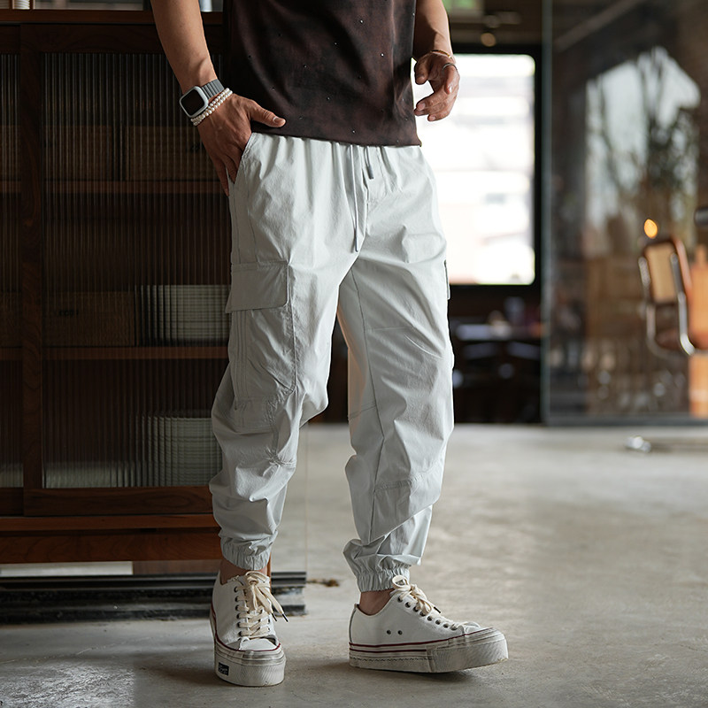 美式潮牌痞帅多口袋宽松九分休闲裤男士春夏新款松紧腰束脚工装裤,男装,休闲裤,淘宝优惠券,粉丝福利购,淘宝优惠卷