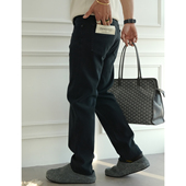 休闲裤 韩版 秋冬潮流新款 老钱风时尚 简约四面弹力藏青色牛仔裤 男士