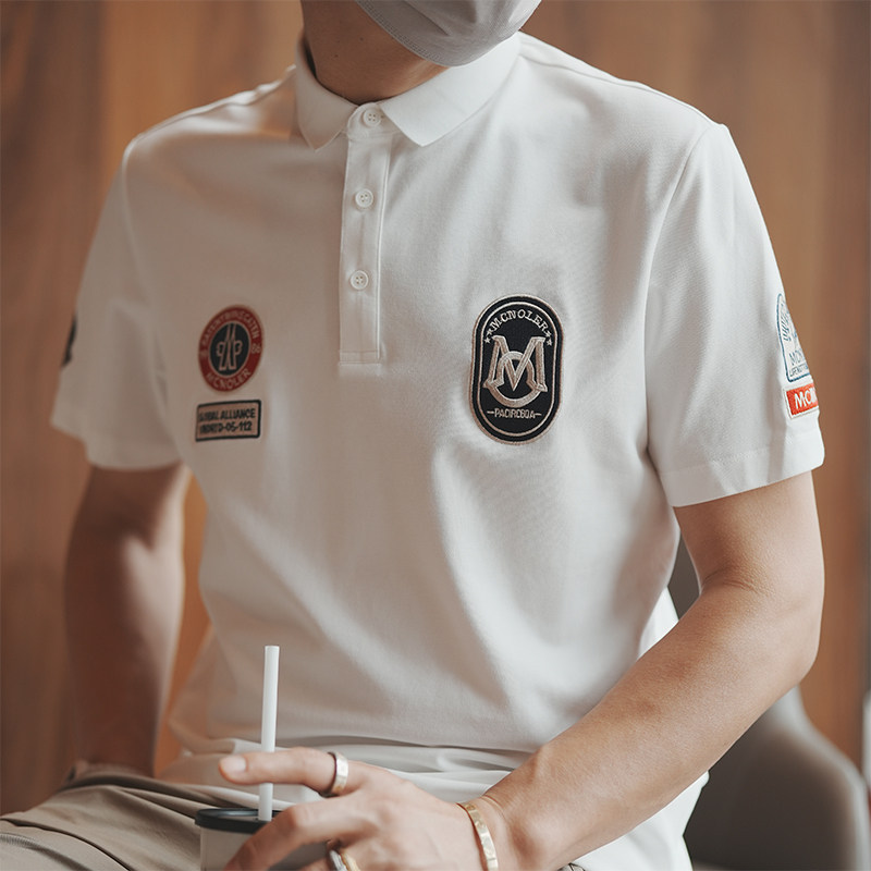 高端潮牌美式休闲刺绣修身polo衫图片