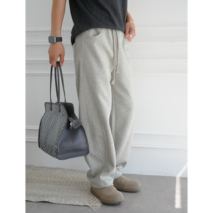 宽松百搭纯色休闲裤 美式 新款 男秋冬时尚 潮牌高品质松紧腰针织卫裤